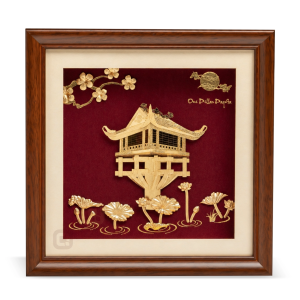 Tranh Chùa một cột dát vàng 24k luxury - 0526TDV